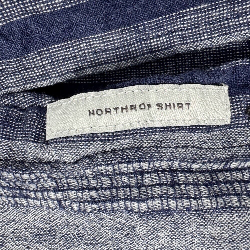Goodfellow & Co Northward Linen Cotton Shirt Men's Size M Blue Striped - Picture 5 of 12
